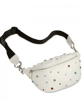 Steve Madden white rhinestone fannypack.